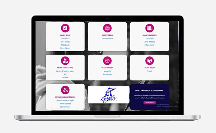 Création site web Obany Holding